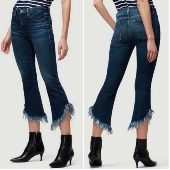 FRAME Denim Le crop Mini Boot Fringe Scallop Hem Jeans, NEW w/out tags Size 28 - Picture 1 of 12